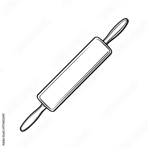 Illustration of a rolling pin with handles on both sides lying diagonally on a white background