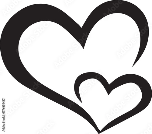 Two hearts hand drawn icon symbol love