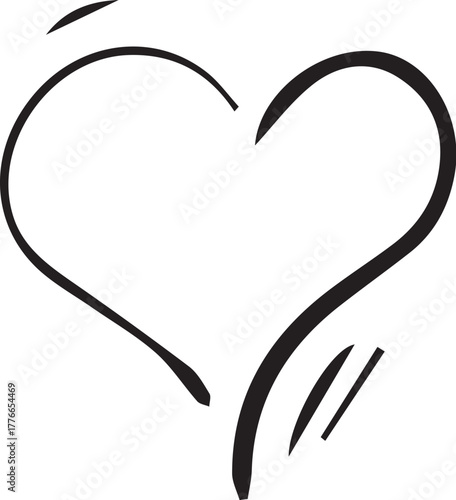 Hand Drawn Heart Icon With Smooth Lines And Swirls