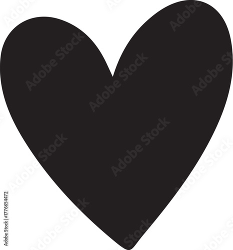 black hand drawn icon of heart for valentine's day