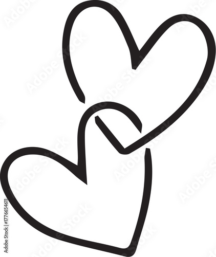 Intertwined heart hand drawn icon for love
