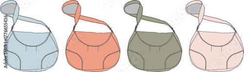 Collection of Four Versatile Sling Bags in Different Pastel Hues for Everyday Use