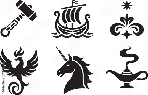 Collection of Mythical Creature and Symbol Icons