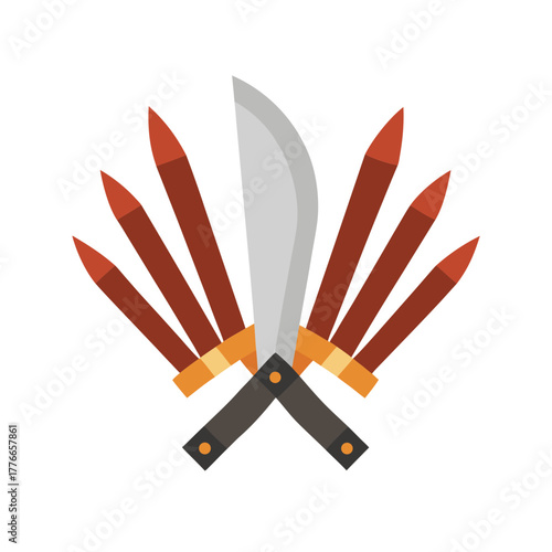 Stylized fan of knives and daggers