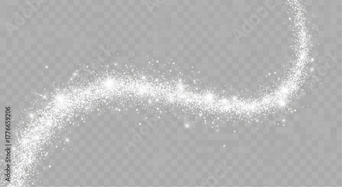 A celestial stream of shimmering stardust cascades gracefully across the canvas, reminiscent of a shooting star, radiating magic, wonder and enchantment. vector illustration