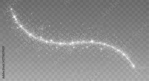 A luminous, glowing stream of particles or dust, with tiny sparkling light. Suggesting concepts such as magic, energy, and ethereal beauty. vector illustration