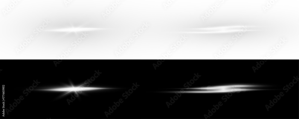 Fototapeta premium Glowing laser beam with radiant light streaks and silver starburst shine.