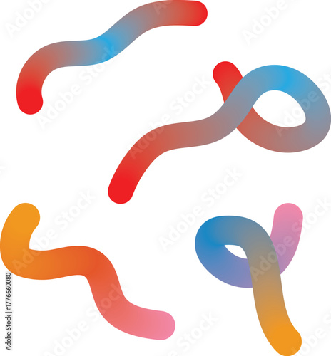 Set of abstract colorful gradient wavy lines