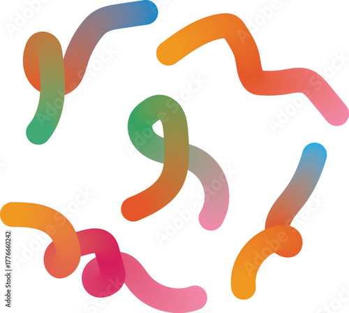 Collection of abstract colorful gradient wavy lines