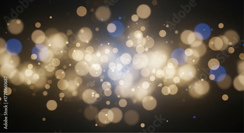 Illuminating the darkness, a mesmerizing display of bokeh lights dance in a realm of pure abstraction, offering a spectacle of gentle luminosity and magical allure. vector illustration
