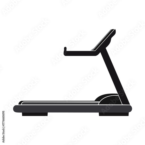 Treadmill silhouette on white background.