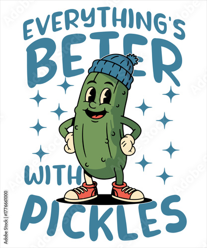 Everything's Better With Pickles Funny Pickle Mascot Vector Graphic