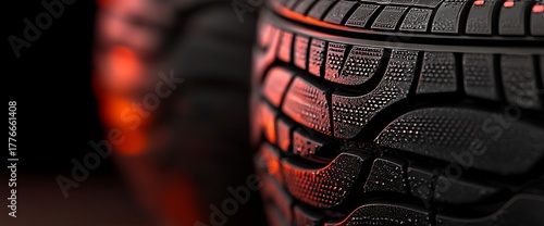 Close-up of textured tire tread