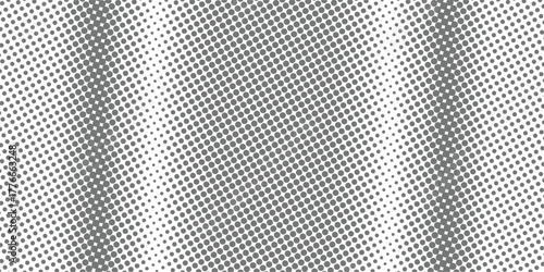 Gray dots fading into white pattern gradient. Grunge halftone dots vector texture background.