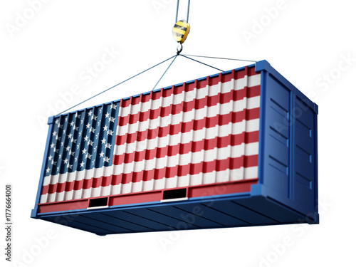 Cargo container with flag of Italy isolated on transparent background. 3D illustration