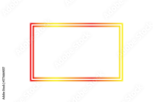 Glowing red and golden neon frame isolated on transparent background. light banners with shining effect.