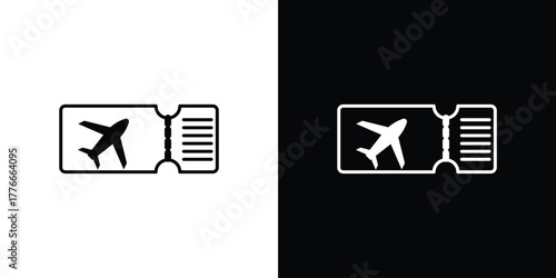 Airline ticket icon pixel perfect. Outline symbol. Simple linear drawing.