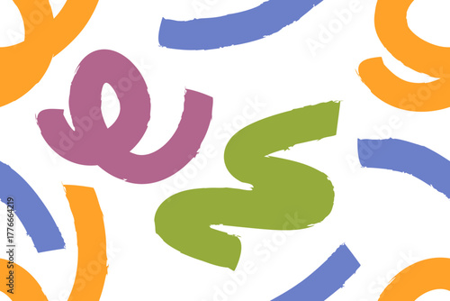 Abstract doodle lines pattern. Colorful confetti background, festive texture design. Endless print, modern geometric.