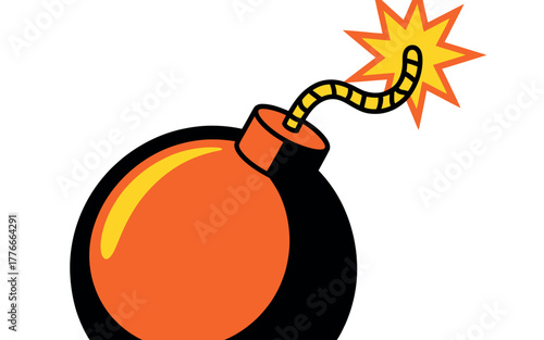 Cartoon bomb with burning fuse, ready to explode