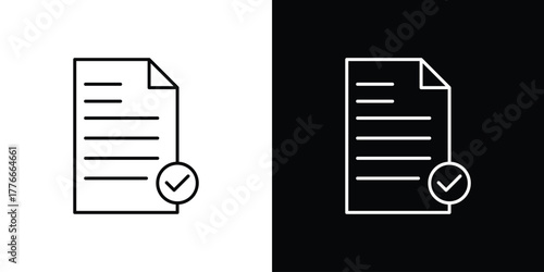Approved document icon pixel perfect. Outline symbol. Simple linear drawing.