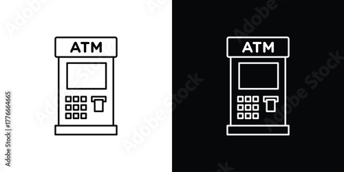 Atm icon pixel perfect. Outline symbol. Simple linear drawing.