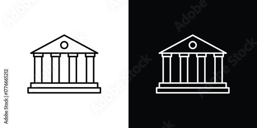 Bank icon pixel perfect. Outline symbol. Simple linear drawing.
