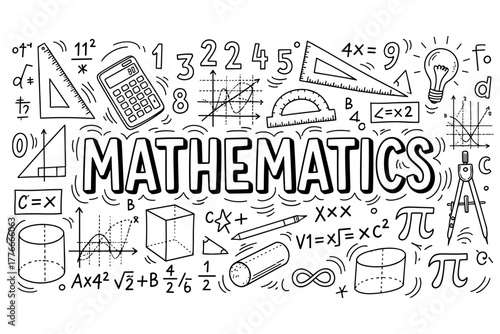 Mathematics doodles: formulas, geometry, and calculations in creative sketch
