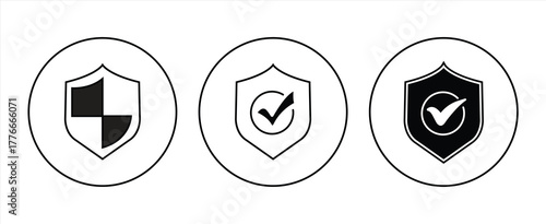check mark icon or security shield protection icon with check mark symbol, vector illustration