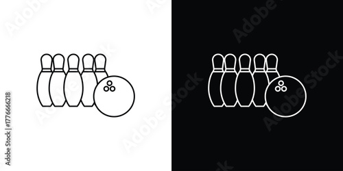 Bowling icon pixel perfect. Outline symbol. Simple linear drawing.