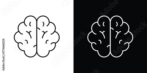 Brain icon pixel perfect. Outline symbol. Simple linear drawing.