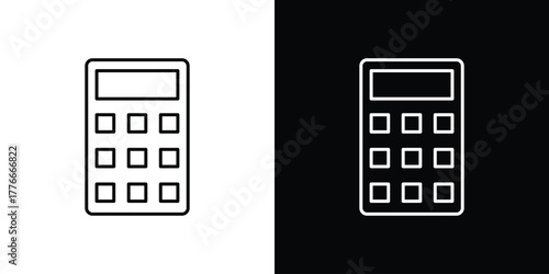 Calculator icon pixel perfect. Outline symbol. Simple linear drawing.
