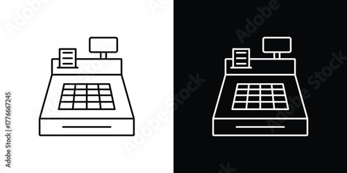 Cash register icon pixel perfect. Outline symbol. Simple linear drawing.