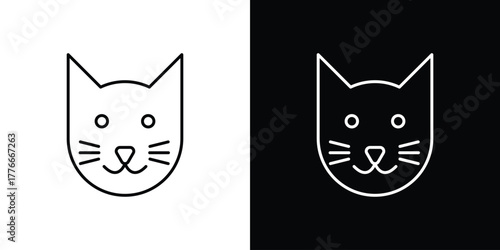 Cat icon pixel perfect. Outline symbol. Simple linear drawing.