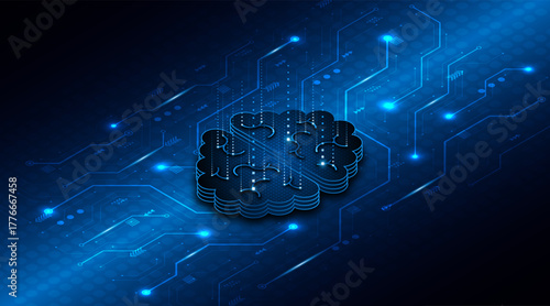 Circuit board of computer neural network or electronic artificial intelligence. Brain circuit technology. modern technology innovation concept background	