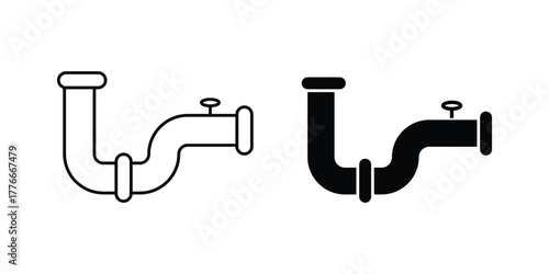 Plumbing pipe icon. Plumbing pipes icon black Thin line pack vector illustration.