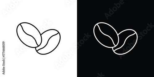 Coffee Bean icon pixel perfect. Outline symbol. Simple linear drawing.