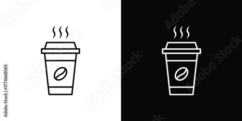 coffee cup icon pixel perfect. Outline symbol. Simple linear drawing.