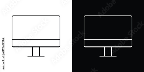 Computer icon pixel perfect. Outline symbol. Simple linear drawing.