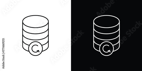 Data backup icon pixel perfect. Outline symbol. Simple linear drawing.