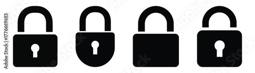 Set of padlock icons, symbolizing security and protection perfect for websites, apps, and securityrelated designs on transparent background