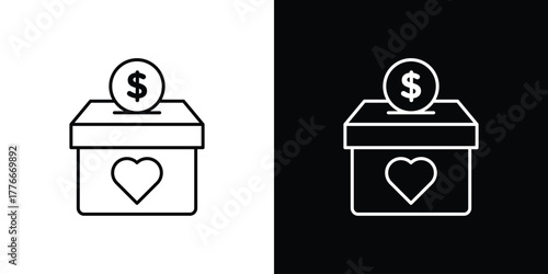 Donations icon pixel perfect. Outline symbol. Simple linear drawing.