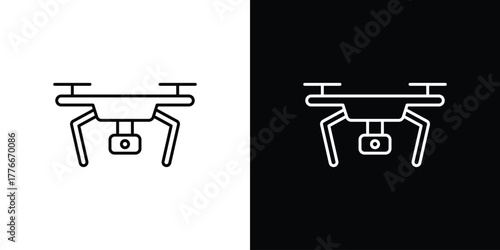 Drone icon pixel perfect. Outline symbol. Simple linear drawing.
