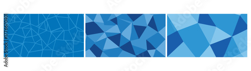 Three variations of blue geometric patterns create a modern and abstract design, perfect for backgrounds, wallpapers, or creative projects with a polygonal theme on transparent background