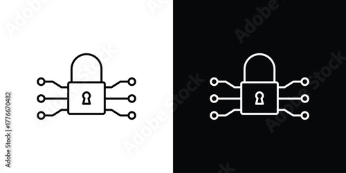 Encryption icon pixel perfect. Outline symbol. Simple linear drawing.