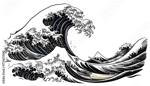 Fototapeta Naklejka Na Ścianę i Meble -  Powerful, stylized wave illustration