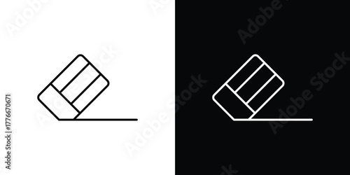 Eraser icon pixel perfect. Outline symbol. Simple linear drawing.