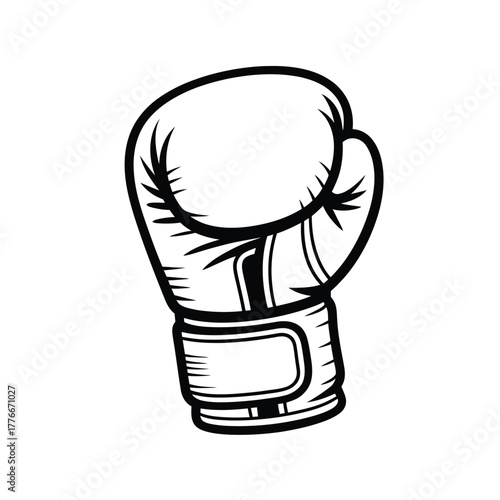 Hand drawn boxing glove illustration in black and white