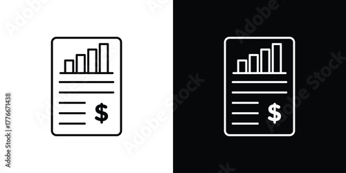 Financial report icon pixel perfect. Outline symbol. Simple linear drawing.