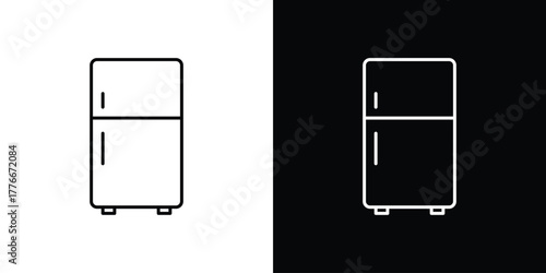 Fridge icon pixel perfect. Outline symbol. Simple linear drawing.
