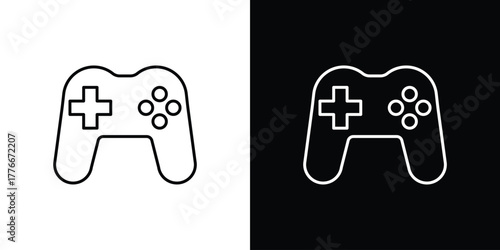 Game controller icon pixel perfect. Outline symbol. Simple linear drawing.